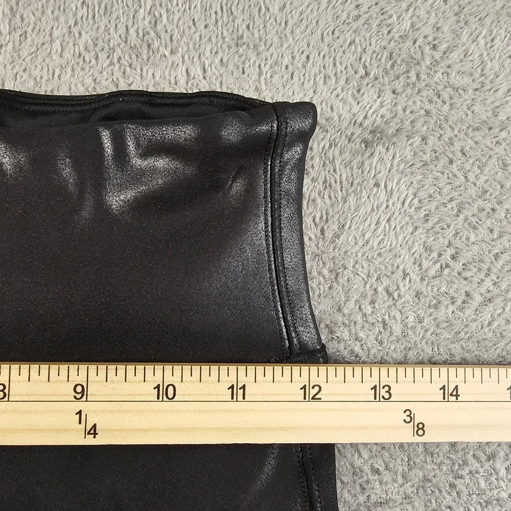 Spanx Faux Leather Leggings Womens Small Black High Waisted Shimmer 20241R
